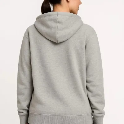 Women's Gray 3-Thread Cotton Full Zip Hooded Sweatshirt 2