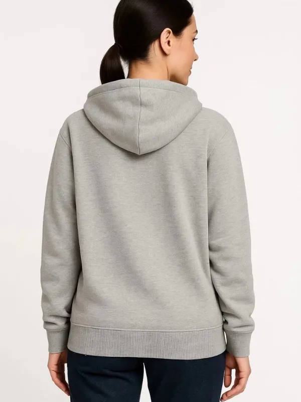 Women's Gray 3-Thread Cotton Full Zip Hooded Sweatshirt 2