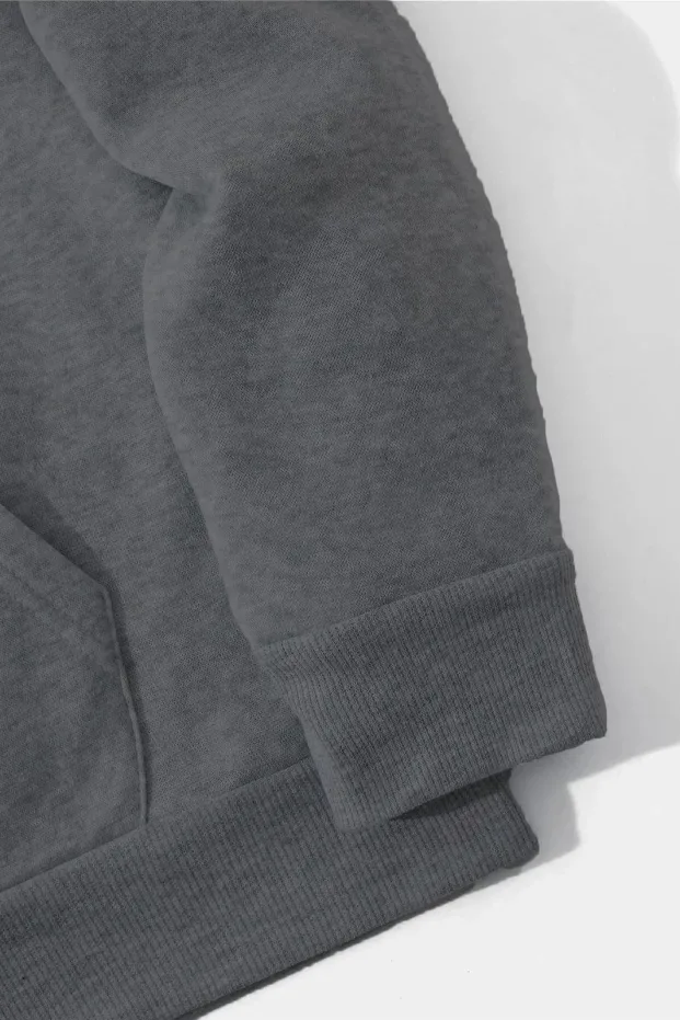 Mêr Dûkêl 3 Têl Pembo Kapûşonî Kangurû Cêbî Sweatshirt 4