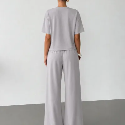 Női szürke oversized kerékpárnyakú nyomott szett 4