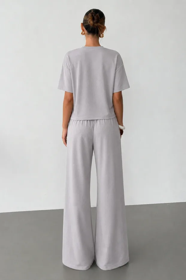 Női szürke oversized kerékpárnyakú nyomott szett 4