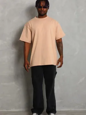 Pánske béžové oversize bicyklové tričko hladké, letné
