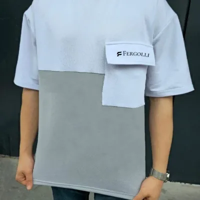 Férfi Szürke Patch Pocket Rövid Ujjú Póló 1