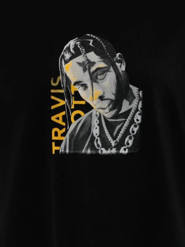 Ženski crni Oversize Bicikl izrez print Svakodnevna Majica 3