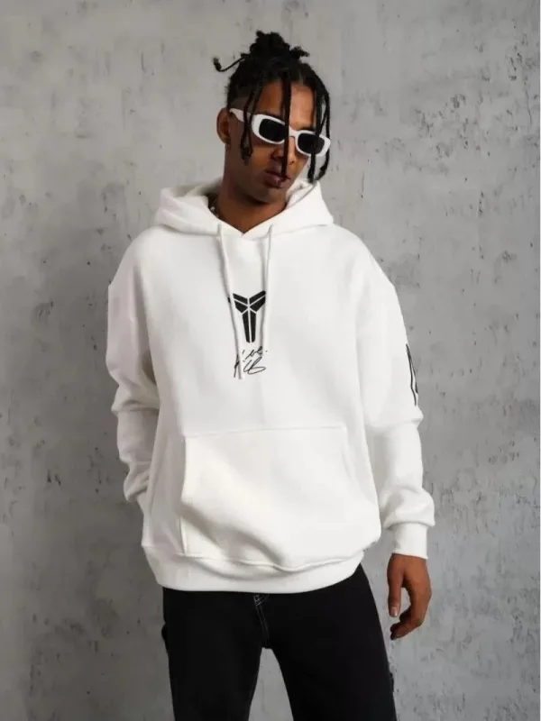 Pánské černé oversized 3-nitné bavlněné potištěné mikiny s kapucí a kapsami 1