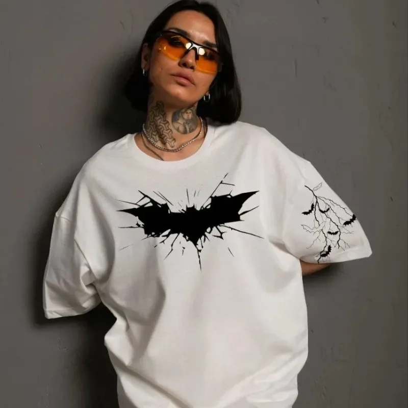 Femeie Alb Oversize Guler Bicicletă Imprimat Tricou