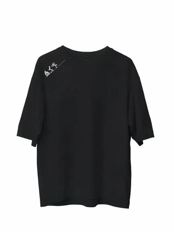 Men's Black Regular Fit Crew Neck Printed T-Shirt