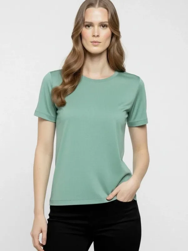 Tîşorta Bingeha Bisîkletê ya Jinan a Minta Kesk Slim Fit Likra 3