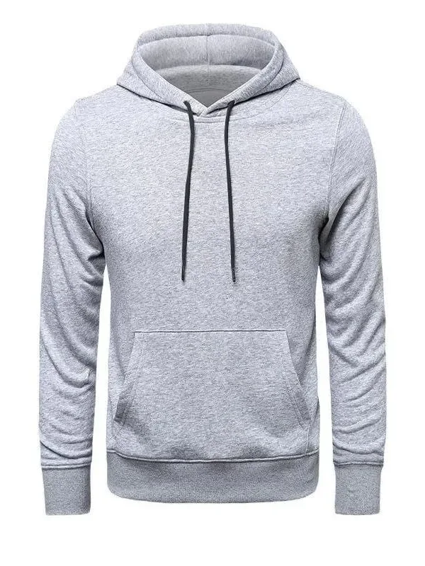 Pánské šedé oversized 3-nitné bavlněné mikiny s kapucí a kapsami 2