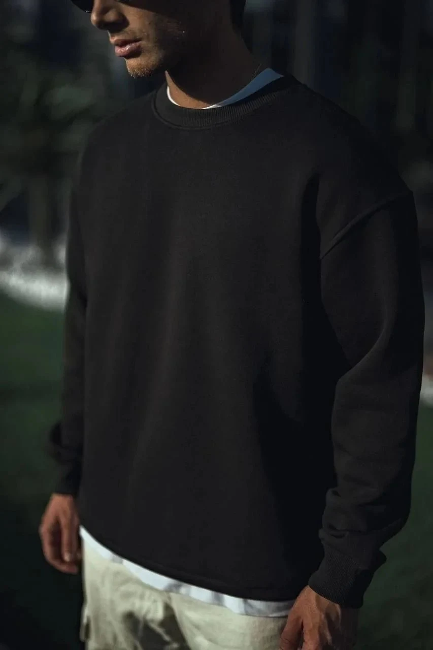 Sweatshirtê Reş ê Mêran ê Bi 3 Têlên Pembû û Stûyê Bisîkletê