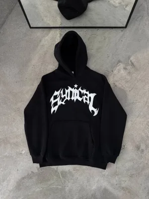 Femea Negru 3 Firă Bumbac Imprimat Buzunar Cangur Hoodie