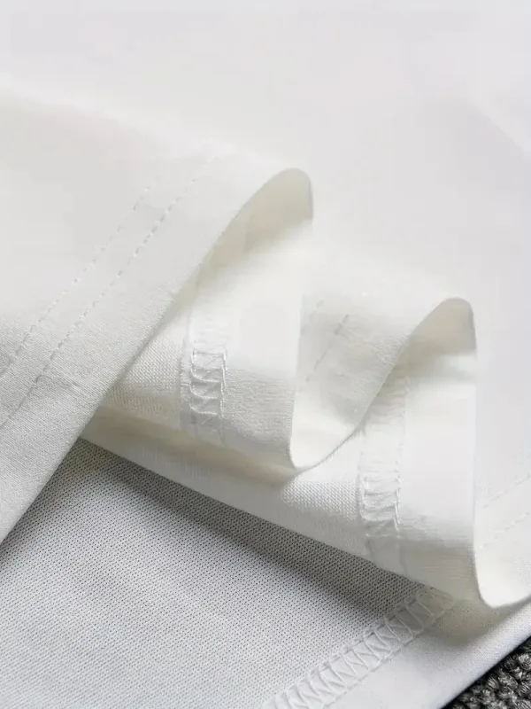 Férfi Fehér Oversize Kerékpárnyakú Állatmintás Póló 4