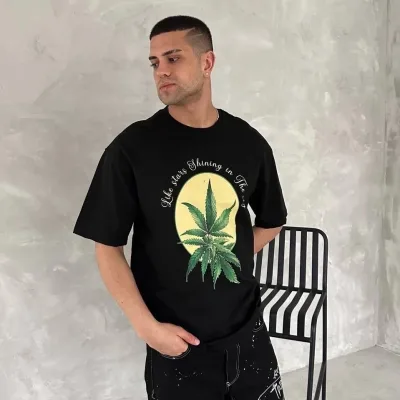 Машки Црн Regular Fit Велосипед Јака Принт Маица 2