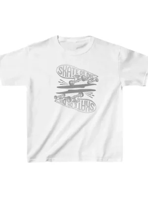 Cocuk Beyaz Oversize Baskili Bisiklet Yaka T-Shirt