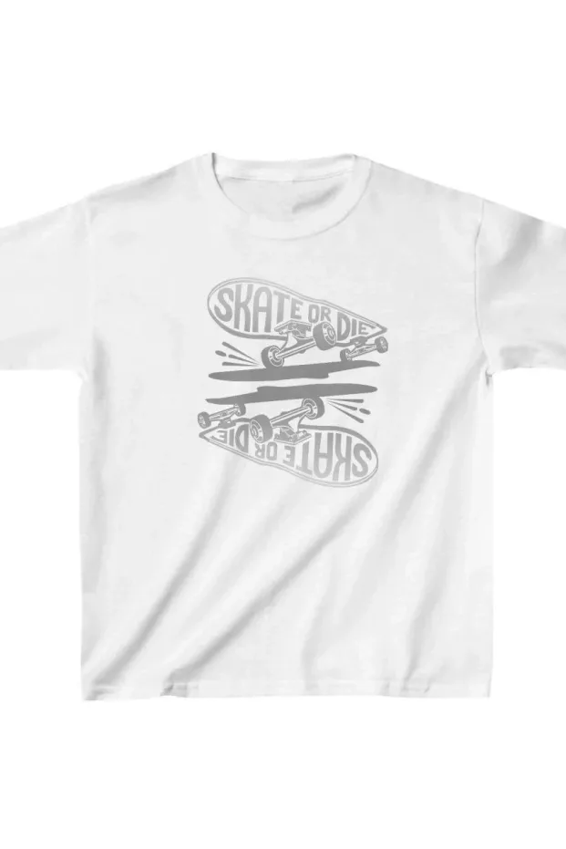 Children's White Oversize Printed Scoop Neck T-Shirt 1