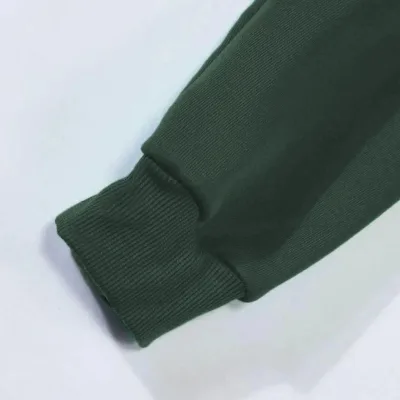 Men's Dark Green 3-Thread Cotton Hooded Kangaroo Pocket Sweatshirt 4
