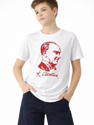 Uşaq Ağ Velosiped Yaxalı Atatürk Çap Köynək