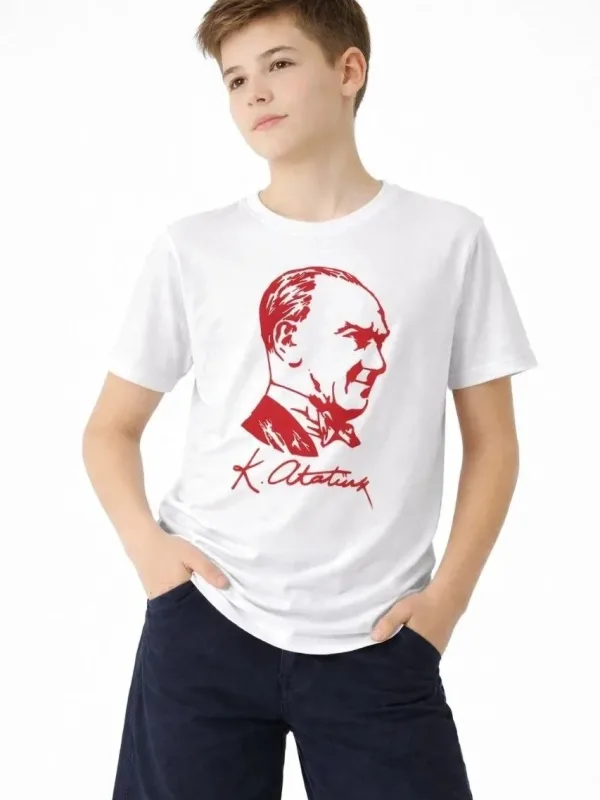 Uşaq Ağ Velosiped Yaxalı Atatürk Çap Köynək 1