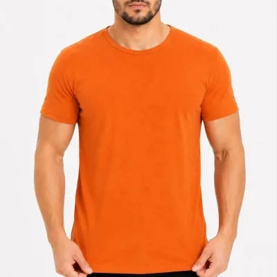 Muška narandžasta slim fit bicikli kragna kratkih rukava basic majica 3