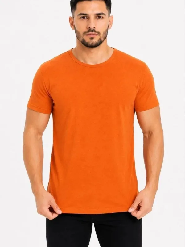 Muška narandžasta slim fit bicikli kragna kratkih rukava basic majica 3