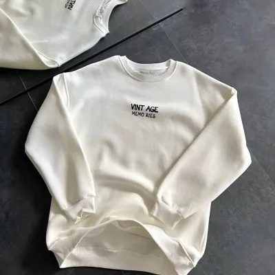 Women's White Oversize Crew Neck 3-Thread Printed Sweatshirt 2