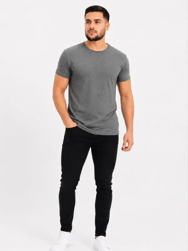 Машки антрацит slim fit велосипед јака краток ракав маица 2