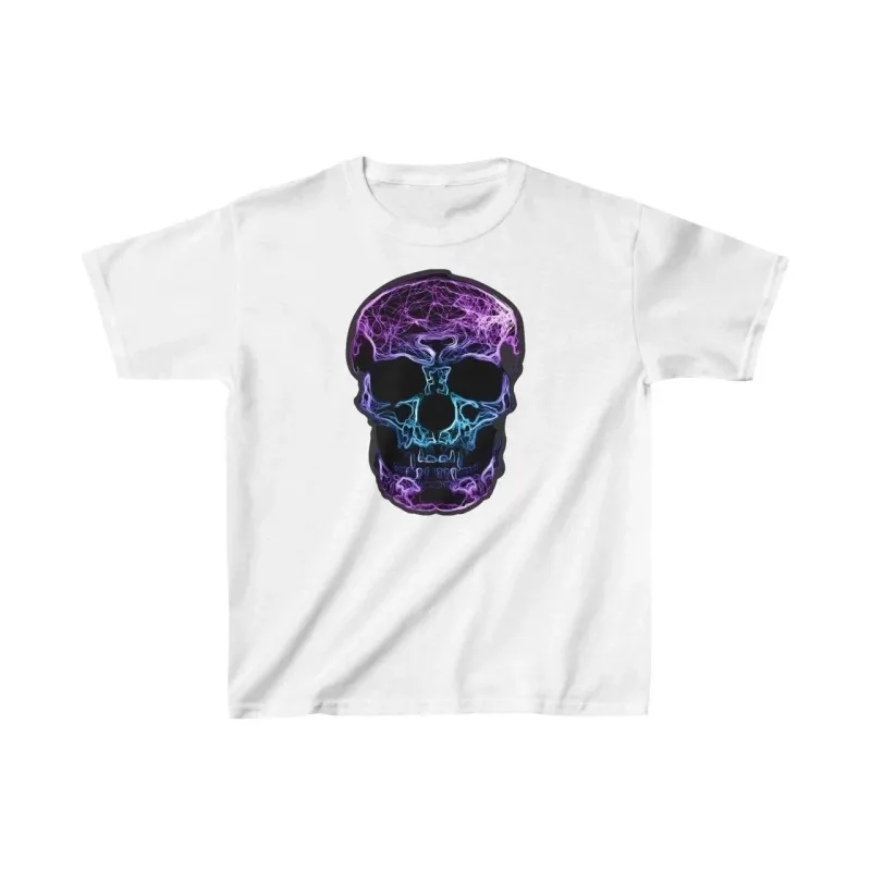 Παιδικό Λευκό Τυπωμένο Oversize Στρογγυλό Λαιμό Τ-Shirt