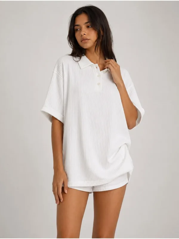 Jacquard Unisex Polo Collo Oversize Cotone T-shirt