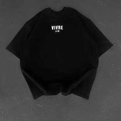 Men's Black Regular Cycling Neck Front Back Printed T-Shirt 2