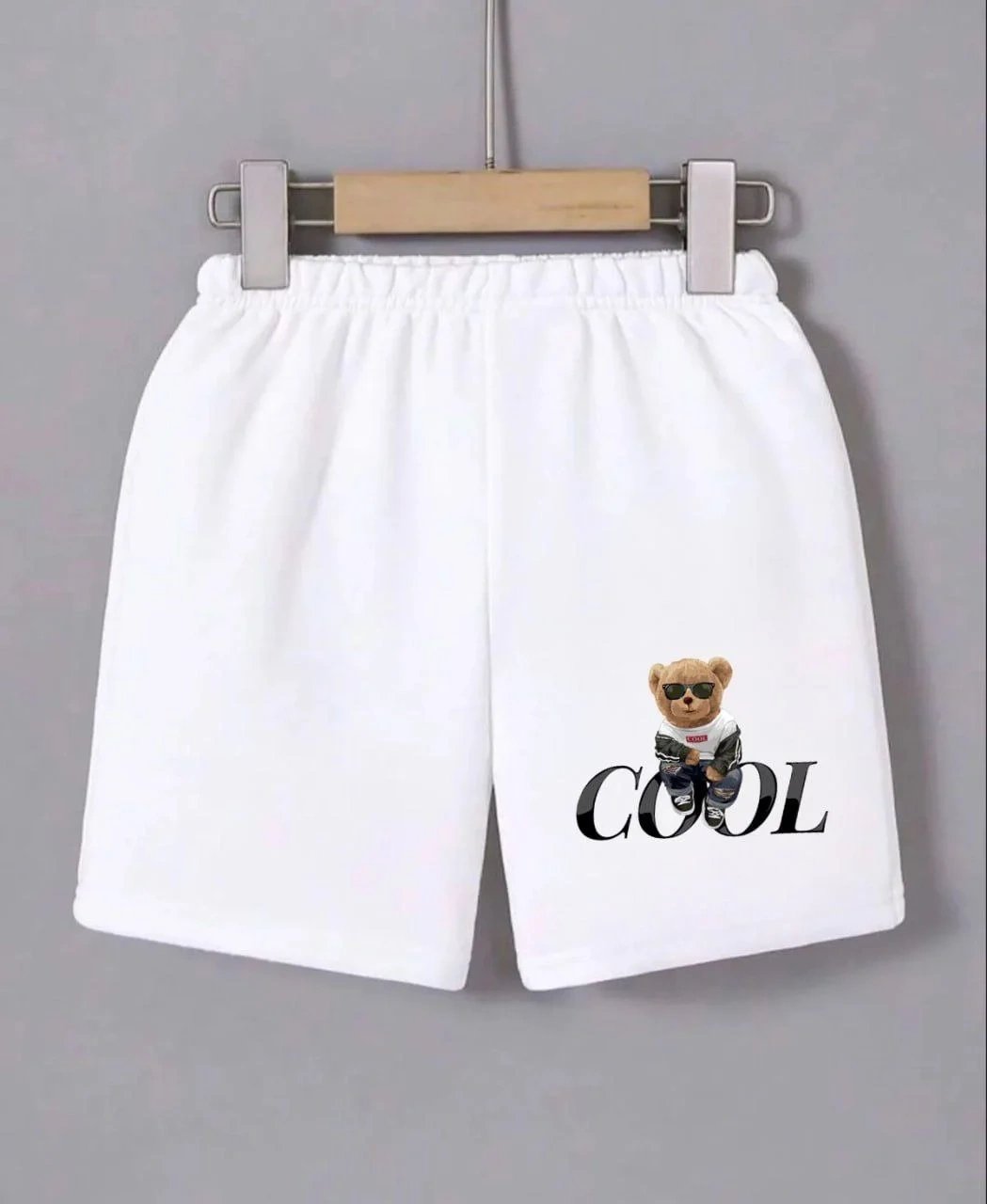 Kadın Beyaz Beli Lastikli Baskılı Mini Şort