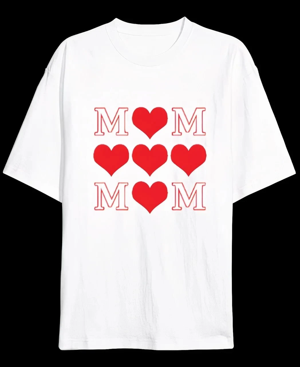 ქალის თეთრი Oversize Mom გულის პრინტიანი ველოსიპედის საყელოიანი მაისური