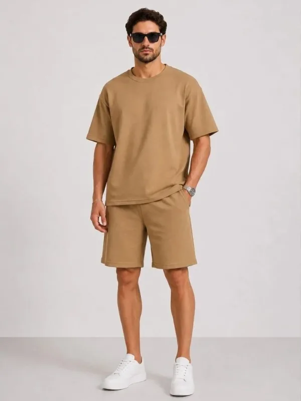 Mêr Qehweyî Oversize Nerm Dokû Bêrîk Set 3