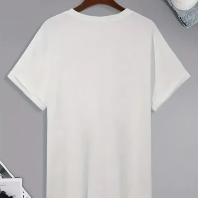 Men's White Cycling Neck Palm Printed Short Sleeve T-Shirt 5
