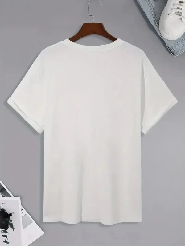 Men's White Cycling Neck Palm Printed Short Sleeve T-Shirt 5
