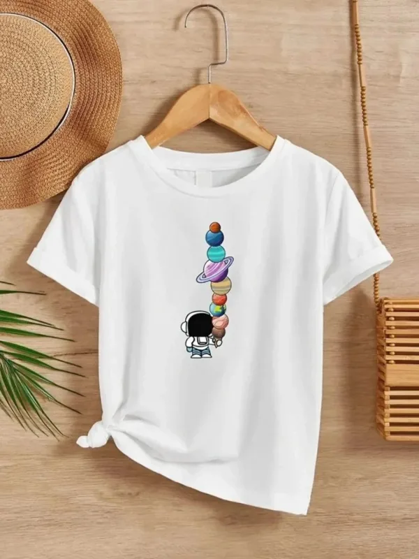 Gyermek Fehér Nyomott Oversize Póló 2