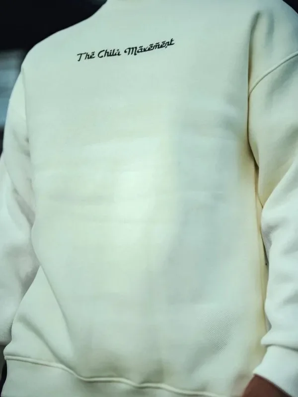 Férfi fehér 3 szálas pamut kerek nyakú nyomott sweatshirt 1