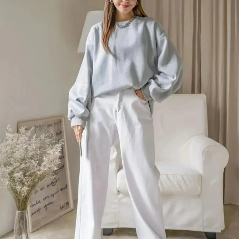 Γυναικείο Γκρι Oversize Μισό Φερμουάρ Βαμβακερό Φούτερ