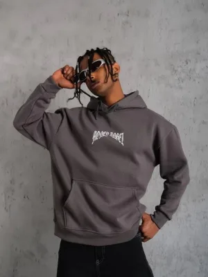 Muški dimljeni 3-nitni pamučni hoodie s printom i džepovima