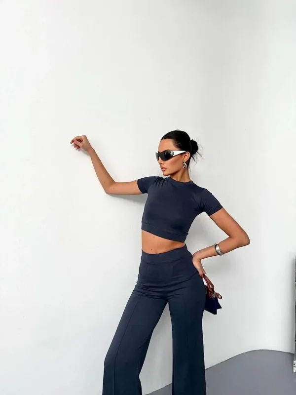Femeie Fum Oversize Crop Set Pantaloni Spaniol 2