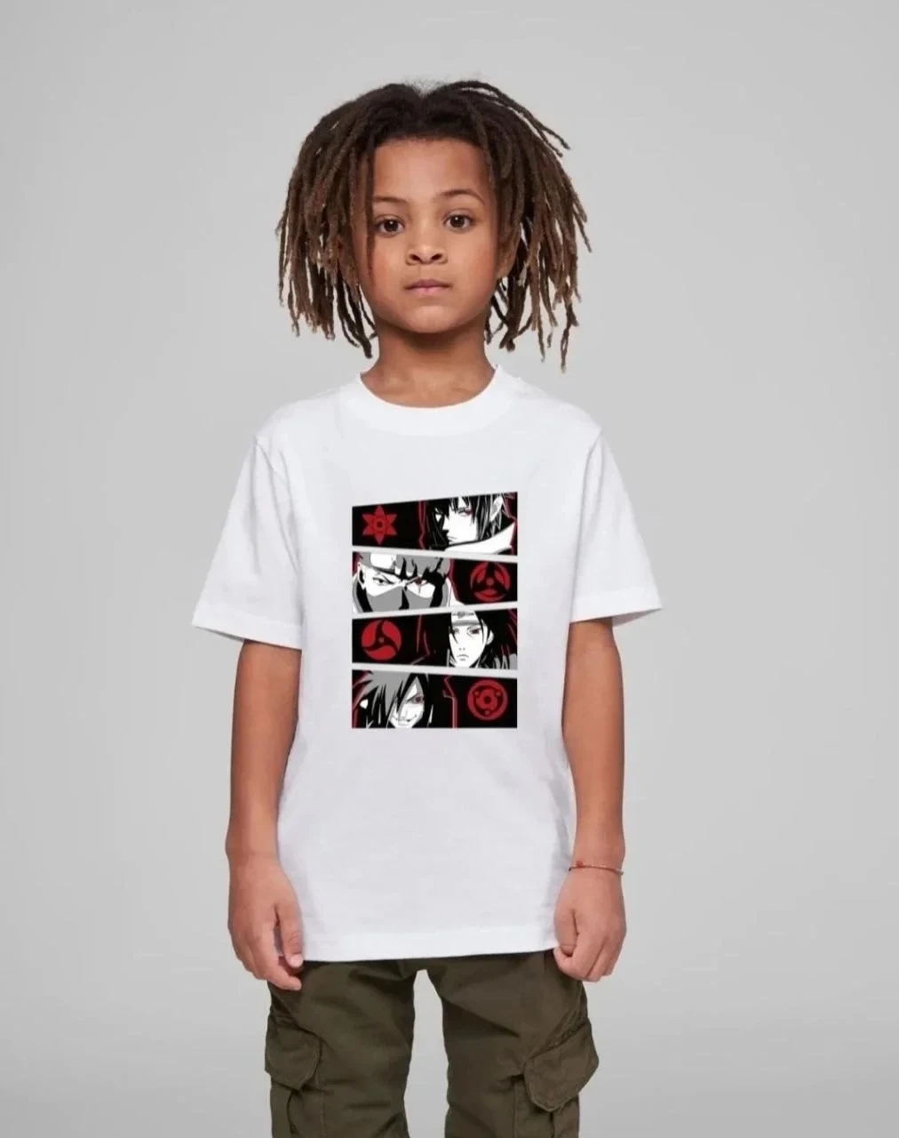 Παιδικό Λευκό Τυπωμένο Oversize Λαιμό Ποδηλάτου T-Shirt