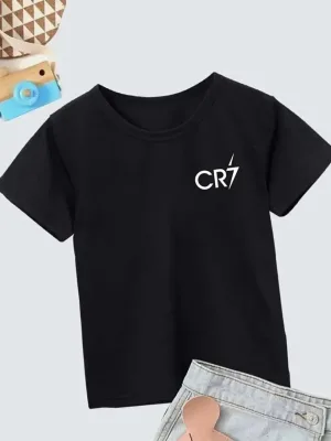 Αγορίστικο Μαύρο Printed Oversize Ποδήλατο Λαιμό T-shirt