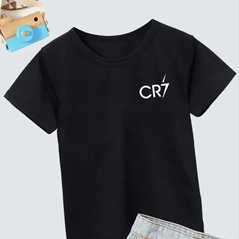 Chlapčenské čierne potlačené oversize tričko s výstrihom do V