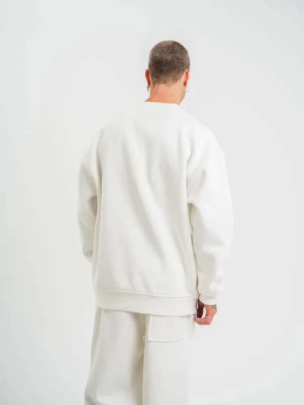 Машки бел долг ракав велосипед јака 3-нишки памучен дебел Sweatshirt 4