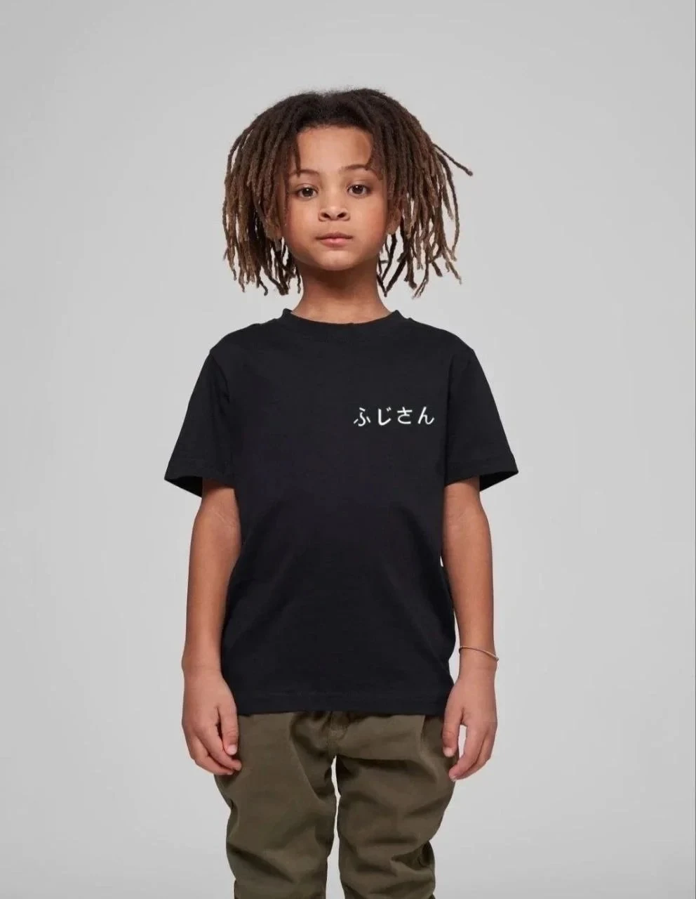 Children's Black Oversize Printed Crew Neck T-Shirt