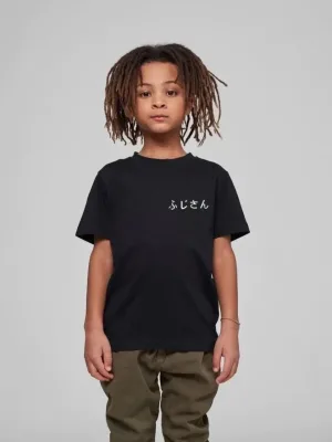 Children's Black Oversize Printed Crew Neck T-Shirt