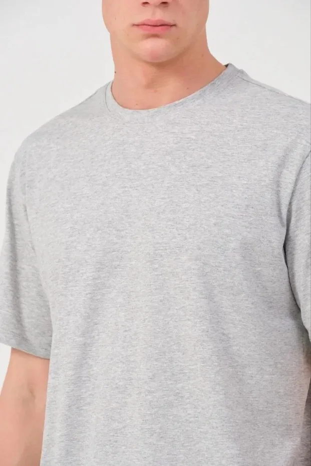 Мъжка сива regular fit тениска с кръгла яка от памучен плат 3