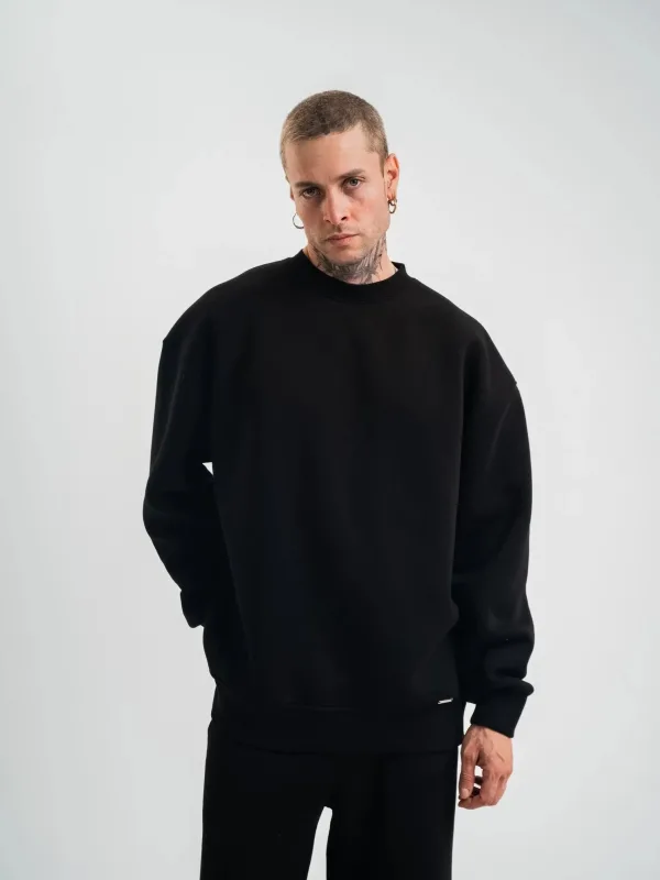 Sweatshirtê Mêran ê Reş 3 Têl Pembû Bi Milê Dirêj û Stûyê Bisîkletê 2
