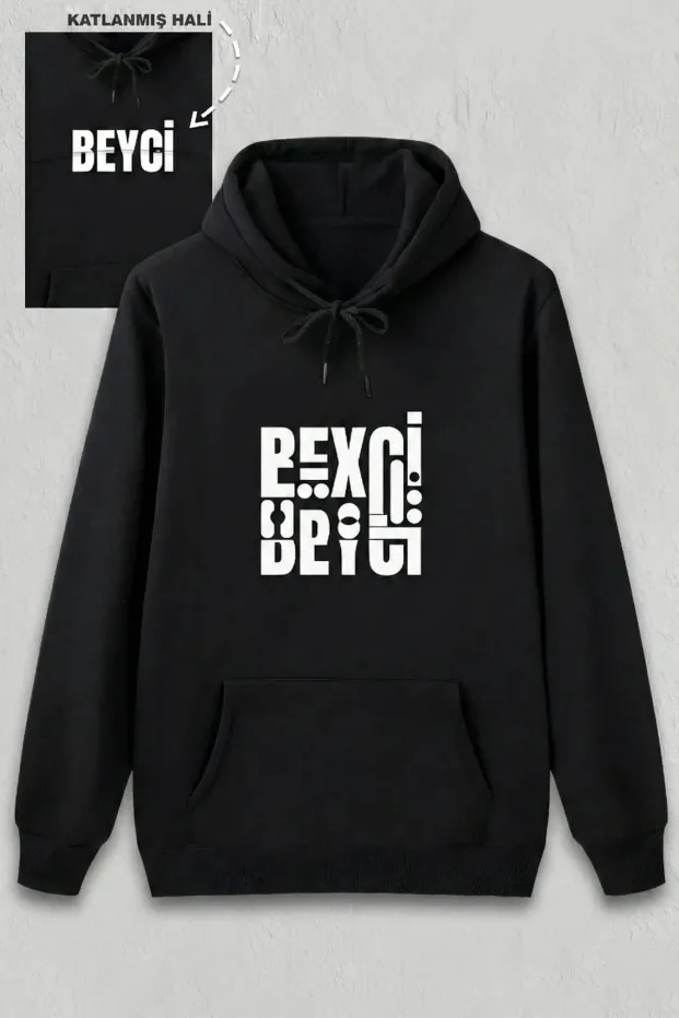 Erkek Siyah Oversize Kapüşonlu Baskılı Sweatshirt 1