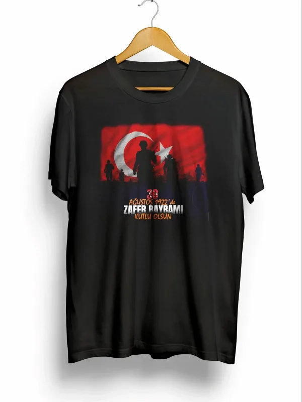 Férfi fekete oversized kerékpárnyakú Atatürk nyomatos póló 1