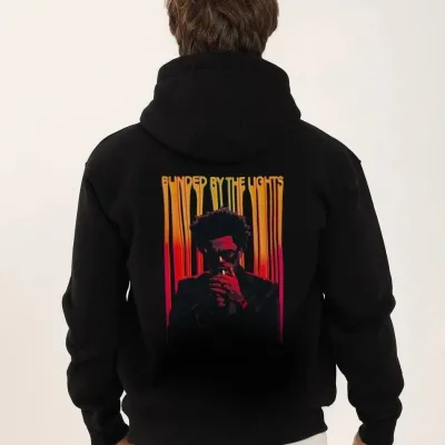 Mêr Reş Oversize 3 Têl Pembû Hoodie Çapkirî 2